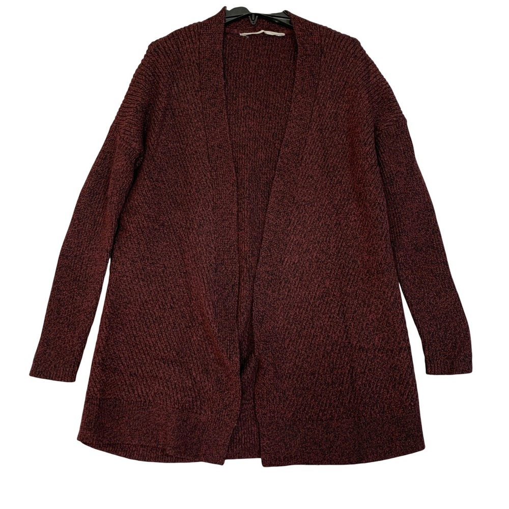 Athleta Women's S Open Front Cardigan Sweater Burgundy Merino Wool Blend